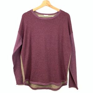 Smartwool Long Sleeve Shirt Sweater Color Block Red Brown Sz XL Wool Blend